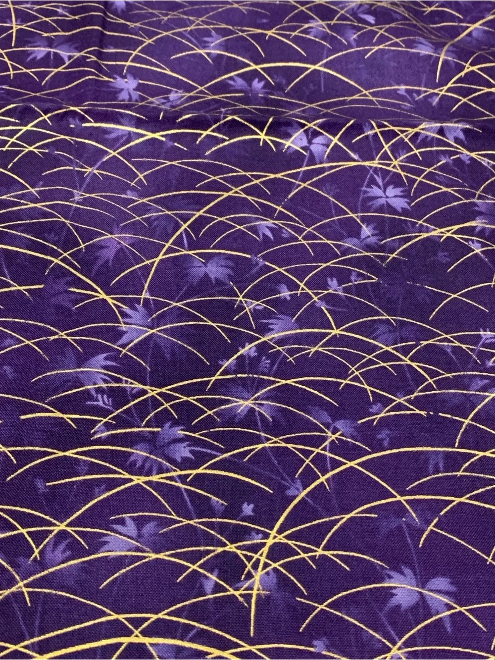 Quilt Gate Japanese Quilting Cotton Fabric Purple Gold Grass Reeds 7/8 Yard